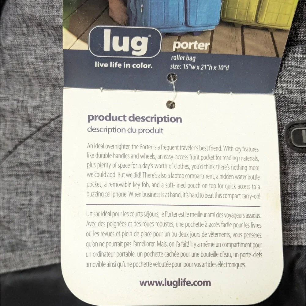 LUG Porter Wheelie Rolling Bag Travel Overnight Laptop Pockets New Old Stock